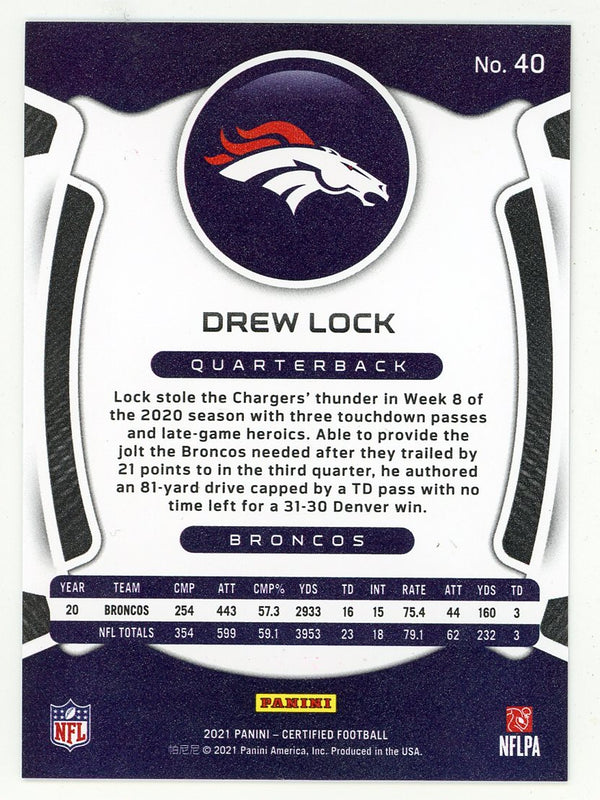Drew Lock 2021 Panini Certified Pink Chrome #40