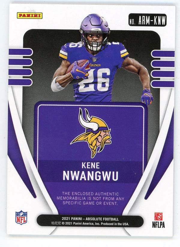 Kene Nwangwu 2021 Panini Absolute Rookie Patch Relic Card #ARM-KNW