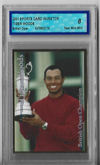 Tiger Woods 2001 Sports Card Investor British Open (CTA 8 Near-Mint-Mint) Card