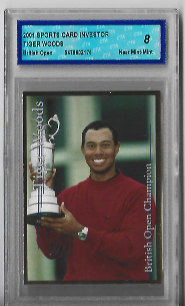 Tiger Woods 2001 Sports Card Investor British Open (CTA 8 Near-Mint-Mint) Card