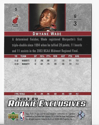 Dwyane Wade 2003-2004 Upper Deck #5 Rookie Exclusives Card