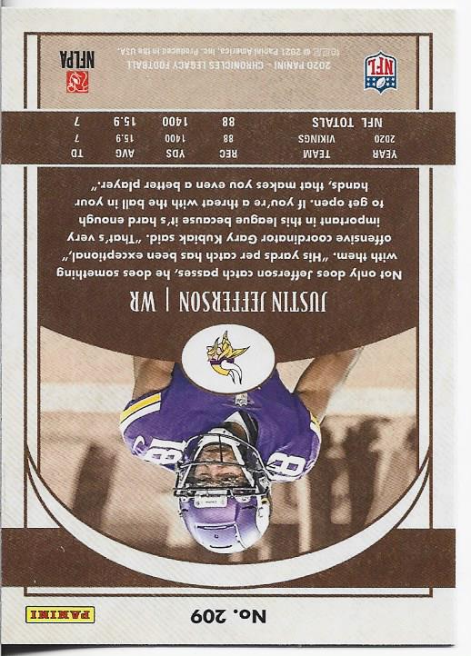 Justin Jefferson 2020 Panini Chronicles Legacy Rookie Card #209