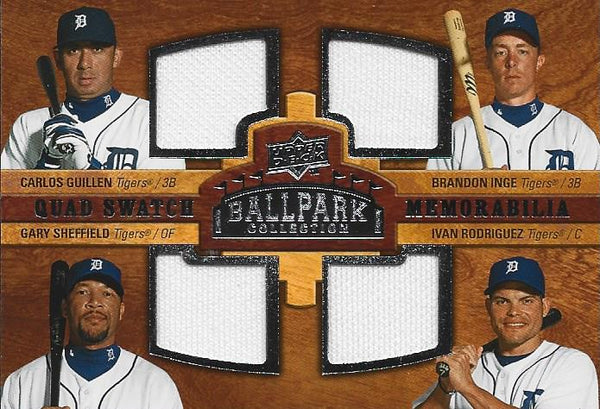 Carlos Guillen / Brandon Inge / Gary Sheffield / Ivan Rodriguez 2008 Upper Deck Jersey Card