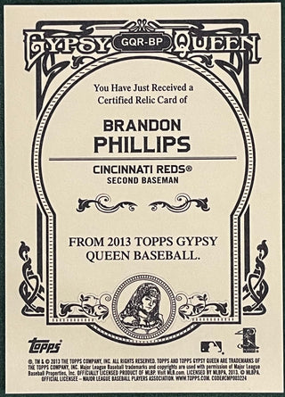 Brandon Phillips 2013 Gypsy Queen Topps Game Used Jersey Card