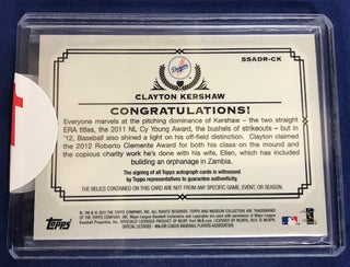 Clayton Kershaw 2013 Topps Museum Collection Signature Swatches Game-Used Memorabilia/Autographed Sealed Card #6/25