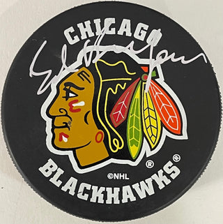 Ed Belfour Autographed Chicago Blackhawks Official Puck