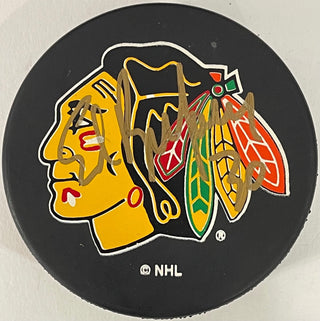 Ed Belfour Autographed Chicago Blackhawks Official Puck
