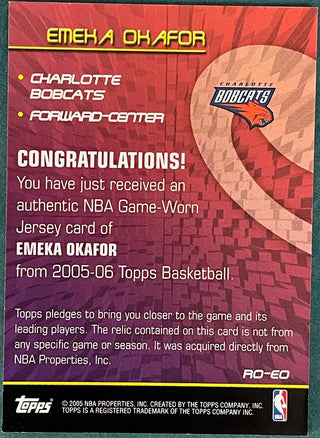 Emeka Okafor 2005-06 Topps Game Used Jersey Card