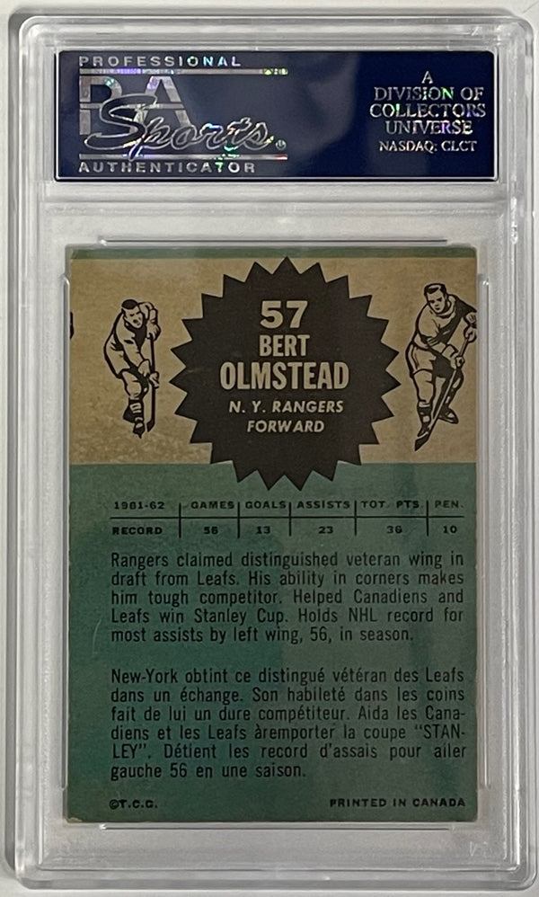 Bert Olmstead Autographed 1962-63 Topps Card #57 (PSA)