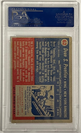 Dean Prentice Autographed 1957-58 Topps Card #62 (PSA)