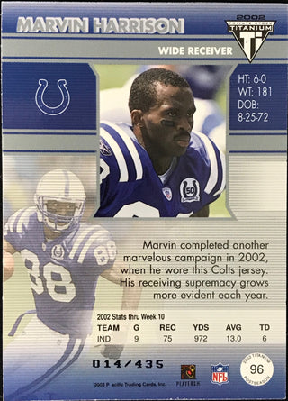 Marvin Harrison Unsigned 2002 Pacific Trading Card