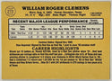 Roger Clemens Unsigned 1985 Donruss Card