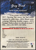 Greg Bird Autographed 2017 Topps Gallery Card