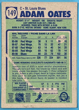 Adam Oates Autographed 1990-91 O-Pee-Chee Card #149