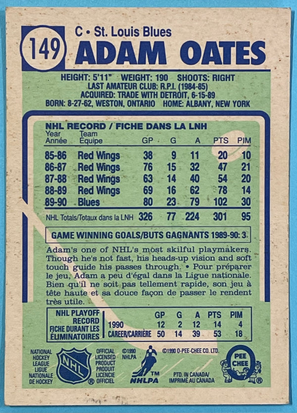 Adam Oates Autographed 1990-91 O-Pee-Chee Card #149