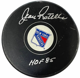 Jean Ratelle Autographed New York Rangers Puck (JSA)