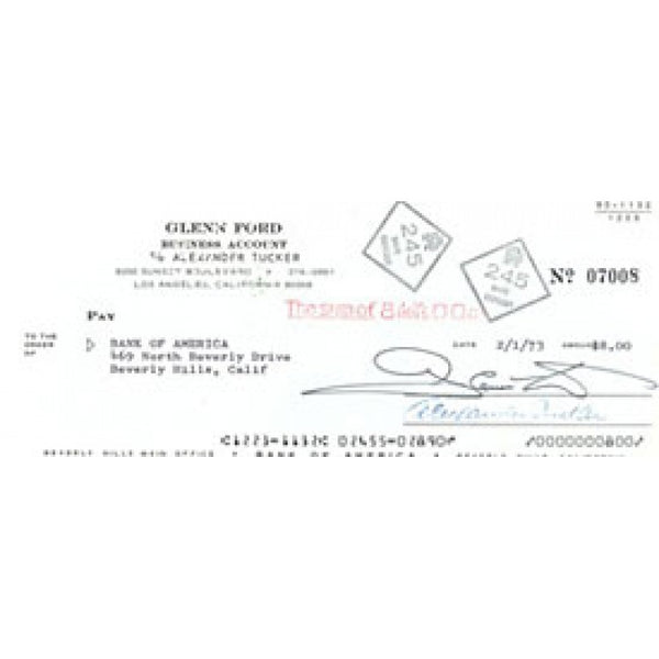 Glen Ford Autographed / Signed Check