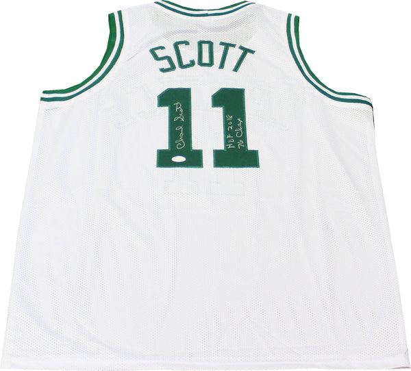 Charlie Scott "HOF 2018 & 76 Champs" Autographed Boston Celtics White Jersey (JSA) Back