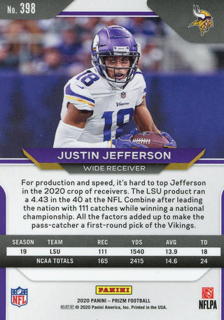 Justin Jefferson 2020 Panini Prizm Rookie Card