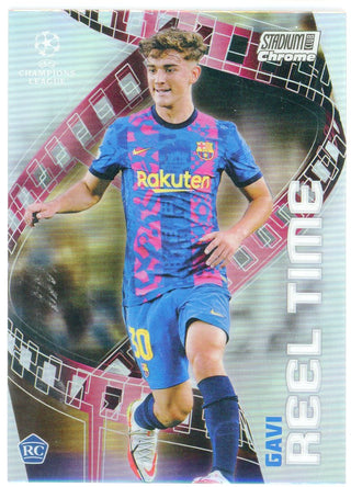 Gavi 2021-2022 Topps Stadium Club Chrome Reel Time Rookie Card #RT-GAV