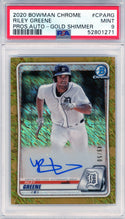 Riley Greene Autographed 2020 Bowman Chrome Gold Shimmer Rookie Card #CPARG (PSA Mint 9)