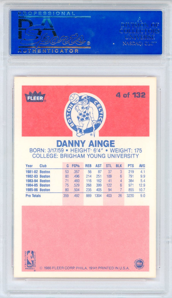 Danny Ainge 1986 Fleer Card #4 (PSA Mint 9)