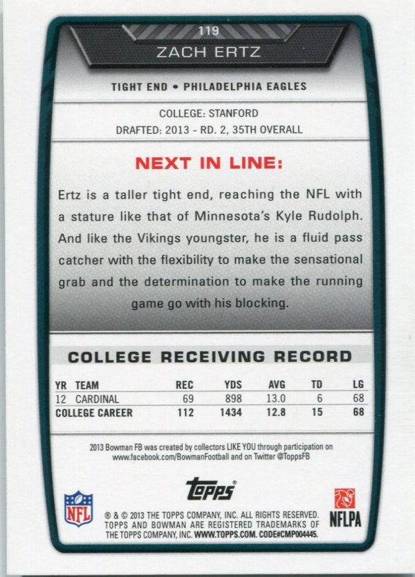Zach Etrz 2013 Bowman Rookie Card