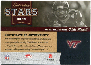 Eddie Royal Saturday Stars Donruss Classics Virginia Tech Jersey Card
