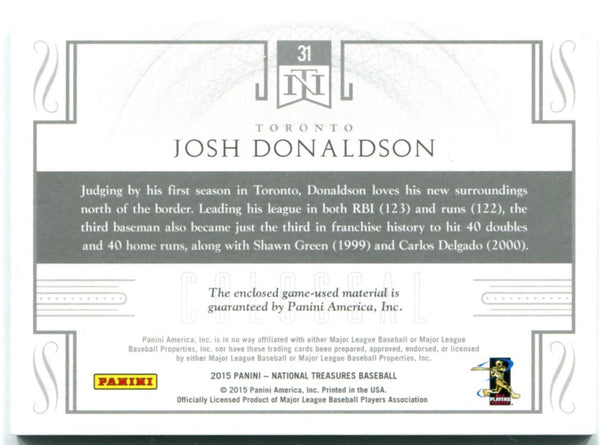 Josh Donaldson Panini National Treasures Colossal Patch Card 54/99