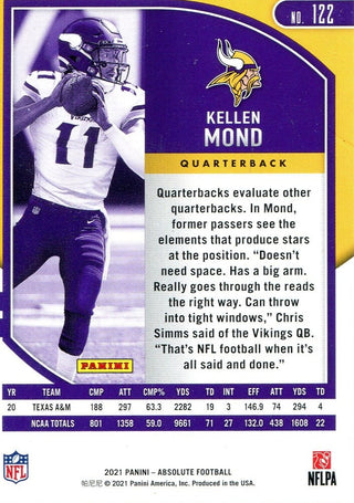 Kellen Mond 2021 Panini Absolute Rookie Card