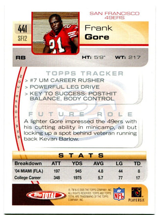 Frank Gore 2005 Bowman Unsigned Rookie Card