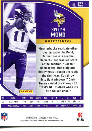 Kellen Mond 2021 Panini Absolute Rookie Card