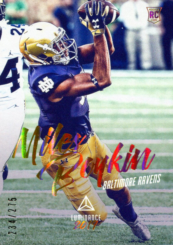 Miles Boykin 2019 Panini Luminance Gold Rookie Card 234/275