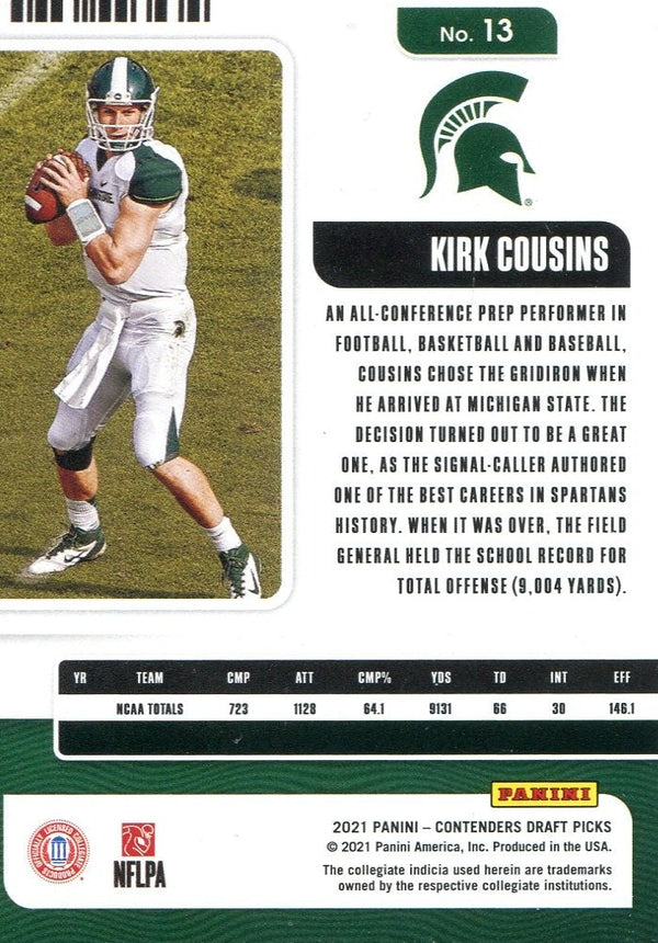 Kirk Cousins 2021 Panini Contenders Card