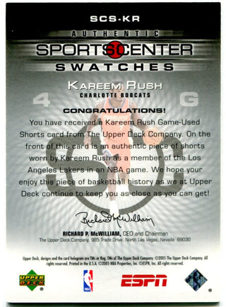 2005 Kareem Rush SportSCenter Swatches Jersey Card