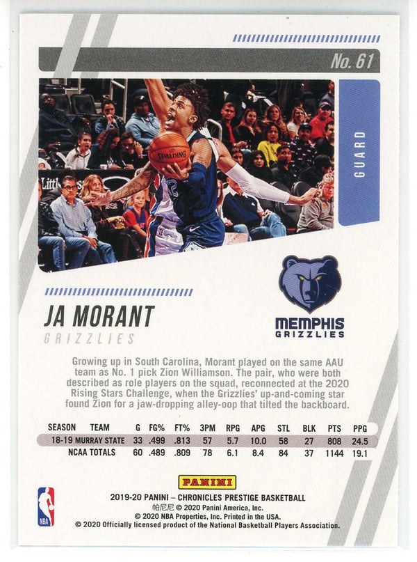 Ja Morant 2019-20 Panini Chronicles Prestige Rookie Card #61