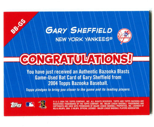Gary Sheffield 2004 Topps Bazooka #BBGS Bat Card