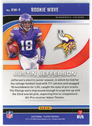 Justin Jefferson 2020 Panini Playoff Rookie Wave Card #RW-9