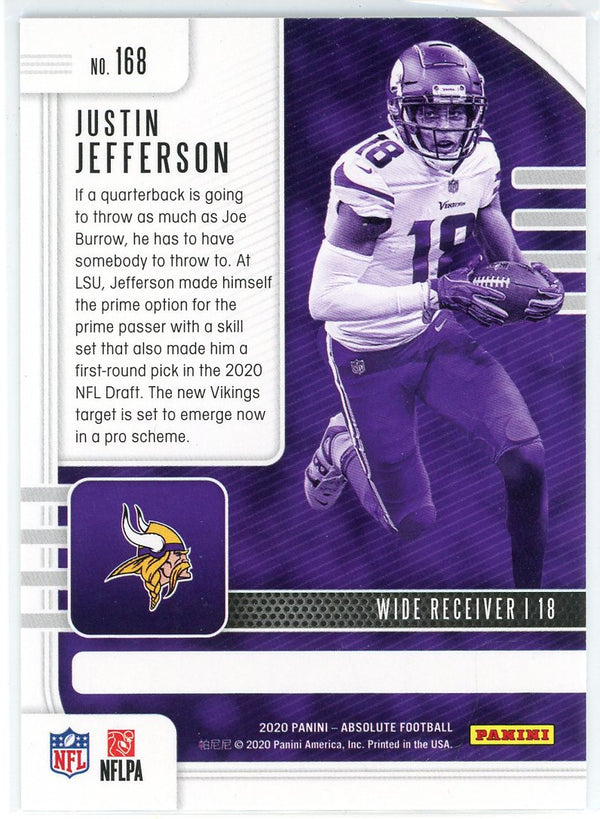 Justin Jefferson 2020 Panini Absolute Football Rookie Card #168