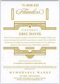 Eric Davis Autographed 2021 Panini Flawless Memorable Marks Card #MM-ED