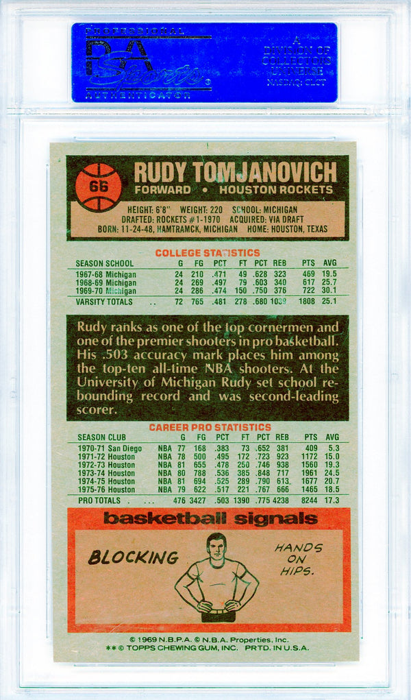 Rudy Tomjanovich 1976 Topps Card #66 (PSA Mint 9)
