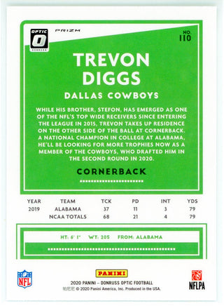 Trevon Diggs 2020 Panini Donruss Optic Silver Prizm Rookie Card #110