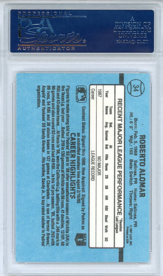 Roberto Alomar Autographed 1988 Donruss Rookie Card #34 (PSA)