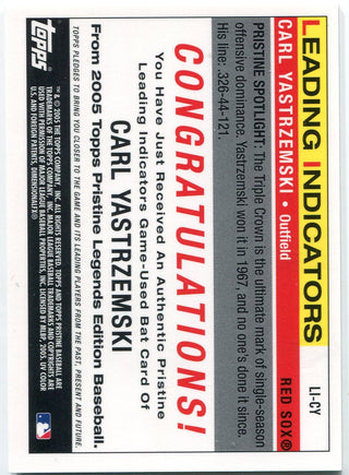 Carl Yastrzemski 2005 Topps Pristine Game Used Bat Card