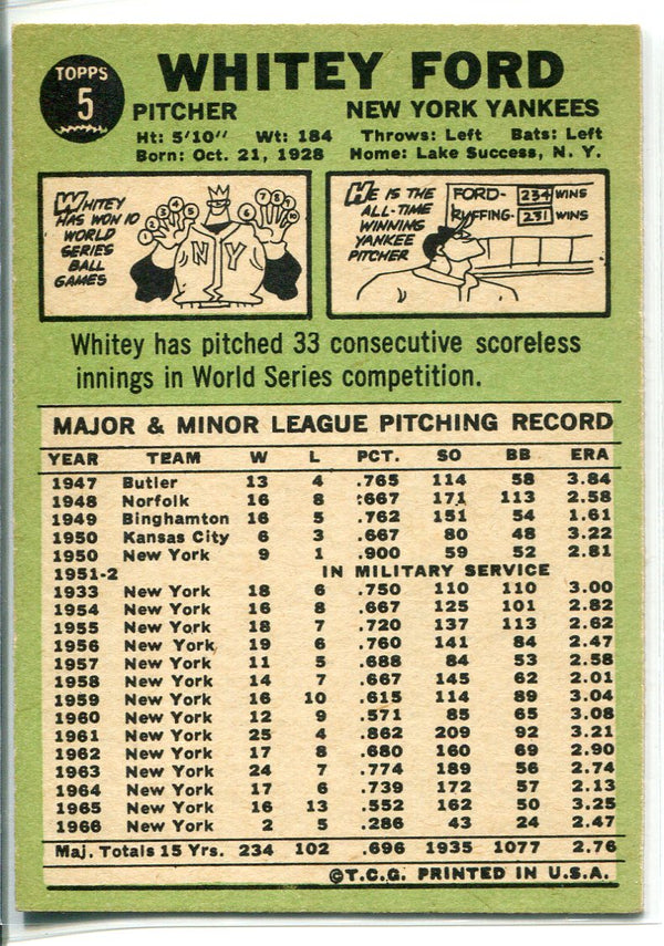 Whitey Ford 1967 Topps Card #5