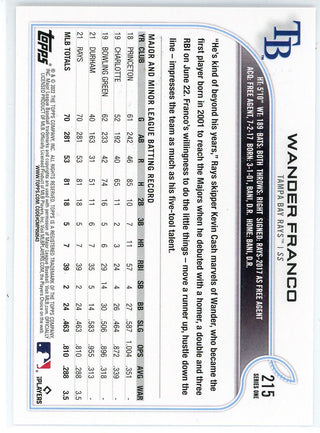 Wander Franco 2022 Topps Series 1 Rookie Card #215