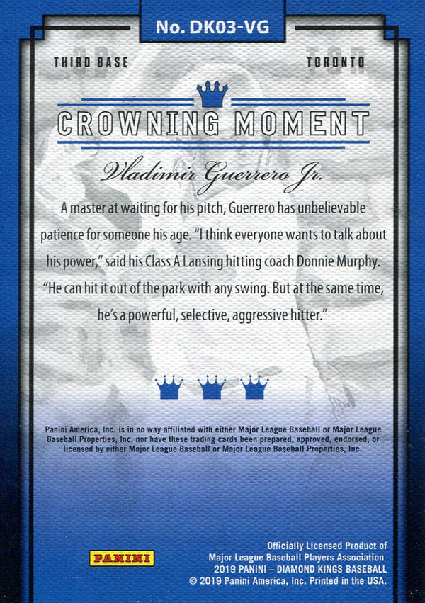 Vladimir Guerrero Jr. 2019 Panini Diamond Kings Rookie Card Back