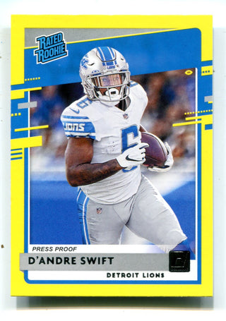 D`Andre Swift 2020 Panini Donruss Rated Rookie Yellow Press Proof #309 Rookie Card