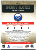 Dylan Cozens Upper Deck Jersey Card Debut Dates