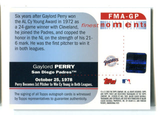 Gaylord Perry 2003 Topps Finest Moments Autographed Card #FMAGP